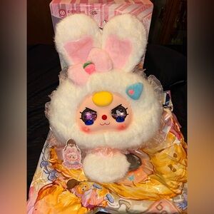 Plush Bunny Face Crossbody Bag in White & Pink BB3 Fairy tail book bag.